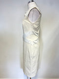 HYBRID CREAM SATIN TRIMMED CUT OUT SLEEVELESS BODYCON DRESS SIZE 16