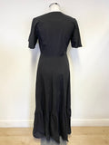 IRIS & INK BLACK COTTON BUTTON FRONT SHORT SLEEVE MAXI DRESS SIZE 8