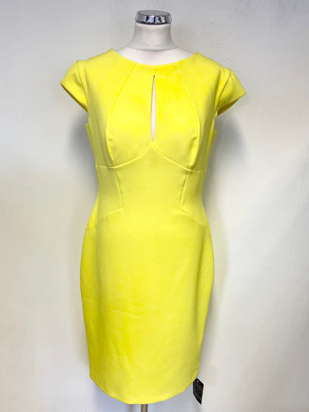 BRAND NEW HYBRID ILONA YELLOW CAP SLEEVED PENCIL DRESS  SIZE 14