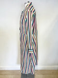 PURE COLLECTION MULTI COLOURED STRIPE LONG SLEEVED LINEN SHIRT DRESS SIZE 16