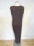 ALL SAINTS RIVIERA BROWN DRAPED FRONT SLEEVELESS JERSEY DRESS SIZE L