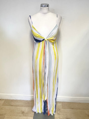 BRAND NEW MOUTAKI MULTI COLOURED STRIPE STRAPPY WIDE LEG JUMPSUIT SIZE S/M