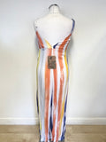 BRAND NEW MOUTAKI MULTI COLOURED STRIPE STRAPPY WIDE LEG JUMPSUIT SIZE S/M