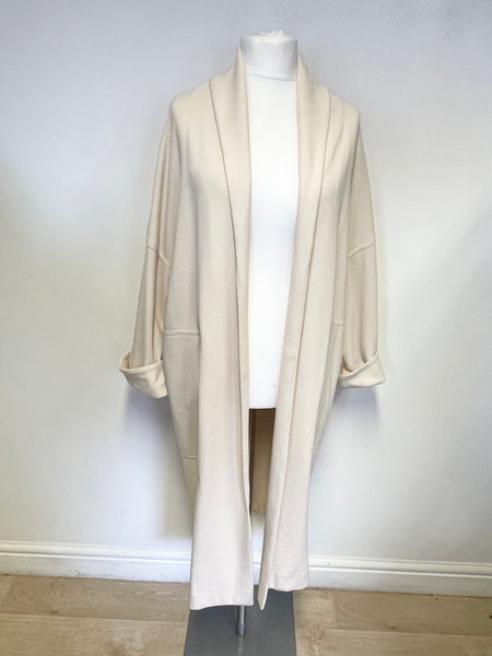 COS CREAM COTTON JERSEY OVERSIZE EDGE TO EDGE COAT SIZE M