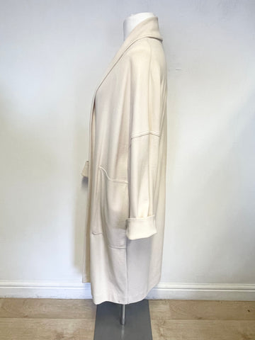 COS CREAM COTTON JERSEY OVERSIZE EDGE TO EDGE COAT SIZE M