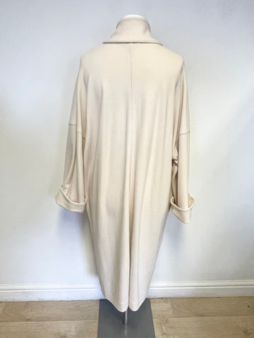 COS CREAM COTTON JERSEY OVERSIZE EDGE TO EDGE COAT SIZE M