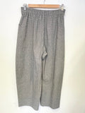 ITALIAN DESIGNER NEIRAMA GREY & NAVY BLUE PRINT OVERSIZE JACKET & CROPPED TROUSER SUIT SIZE I UK S/M