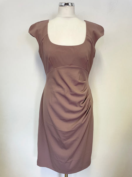 LK BENNETT DUSKY ROSE CAP SLEEVED PENCIL DRESS SIZE 12