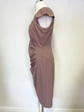 LK BENNETT DUSKY ROSE CAP SLEEVED PENCIL DRESS SIZE 12