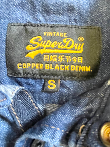 SUPERDRY BLUE DENIM COLLARED LONG SLEEVED SHIRT SIZE S