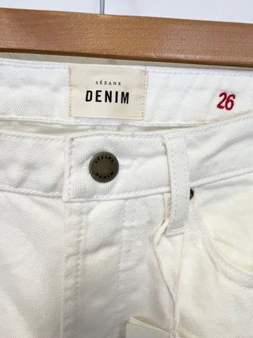 BRAND NEW SEZANE CREAM DENIM ANKLE GRAZER JEANS SIZE 26