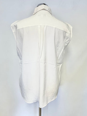 LK BENNETT TOLEDOS OFF WHITE 100% SILK SLEEVELESS BLOUSE SIZE 12