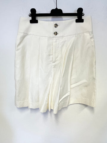 CLUB MONACO IVORY LINEN BLEND PLEATED MIDI LENGTH SHORTS SIZE 4 UK 8