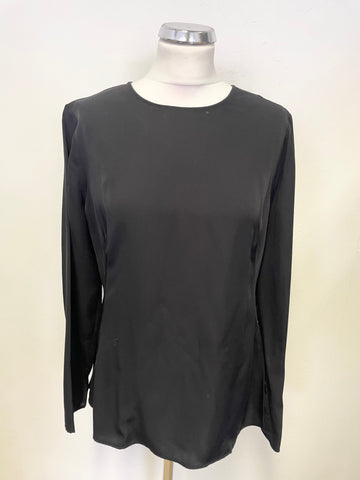 WHISTLES BLACK REAR ZIP LONG SLEEVED SIDE SPLIT TOP SIZE 14