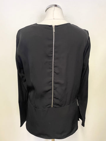 WHISTLES BLACK REAR ZIP LONG SLEEVED SIDE SPLIT TOP SIZE 14