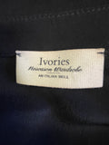 IVORIES 100% SILK BLACK COLLARED SLEEVELESS MIDI/MAXI DRESS SIZE 40 UK 8/10