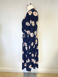 CATH KIDSTON NAVY BLUE FLORAL PRINT LONG SLEEVED WRAP DRESS SIZE 10