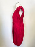 MASAI RED STRIPE SLEEVELESS BOW TRIM ELASTICATED HEM SHIFT DRESS SIZE XS