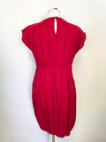 MASAI RED STRIPE SLEEVELESS BOW TRIM ELASTICATED HEM SHIFT DRESS SIZE XS