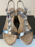 RALPH LAUREN CORALA NEW SILVER JEWEL TRIM WEDGE HEEL SANDALS SIZE 5/38