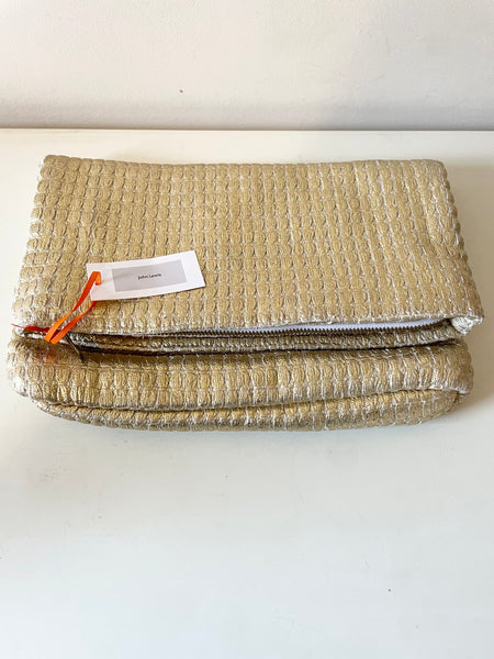 BRAND NEW JOHN LEWIS GOLD WOVEN FOLD OVER CLUTCH BAG