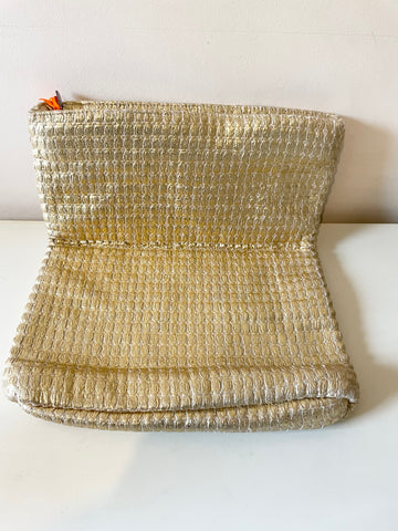 BRAND NEW JOHN LEWIS GOLD WOVEN FOLD OVER CLUTCH BAG