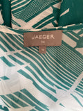 JAEGER 100% SILK GREEN & WHITE LEAF PRINT SHORT SLEEVE FLOATY LOOSE FIT TOP SIZE 18