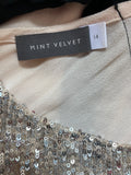 MINT VELVET NUDE & SILVER SEQUIN FRONT CAP SLEEVE TOP SIZE 14