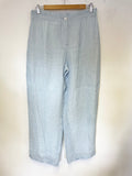 CREA LIGHT BLUE LINEN HIGH RISE WIDE LEG TROUSERS SIZE 42 UK 14/16