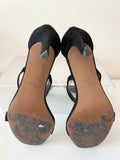 KAREN MILLEN BLACK SUEDE RHINESTONE TRIM STRAPPY HIGH HEEL SANDALS SIZE 7/40