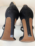 KAREN MILLEN BLACK SUEDE RHINESTONE TRIM STRAPPY HIGH HEEL SANDALS SIZE 7/40