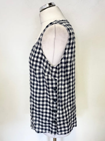 PHASE EIGHT NAVY BLUE & WHITE GINGHAM SLEEVELESS TOP SIZE 14