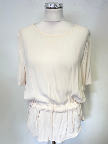 SELECTED FEMME PALE PEACH OPEN BACK TIE WAIST SHORT SLEEVED TOP SIZE 40 UK 12