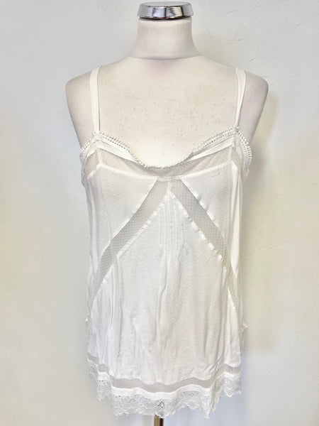 NINE BY SAVANNAH MILLER WHITE LACE TRIMMED CAMISOLE TOP SIZE 16