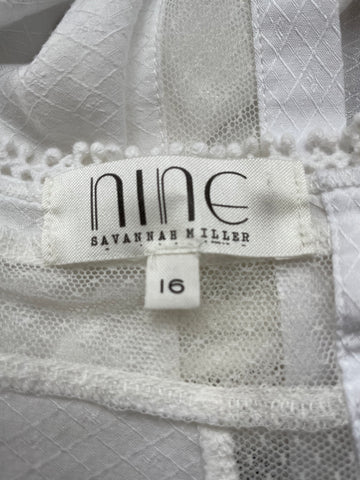 NINE BY SAVANNAH MILLER WHITE LACE TRIMMED CAMISOLE TOP SIZE 16