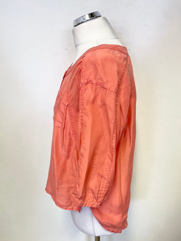 WHISTLES 100% SILK CORAL 3/4 SLEEVED OVERSIZE BLOUSE/ TOP  SIZE 8