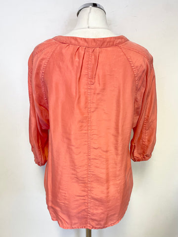 WHISTLES 100% SILK CORAL 3/4 SLEEVED OVERSIZE BLOUSE/ TOP  SIZE 8