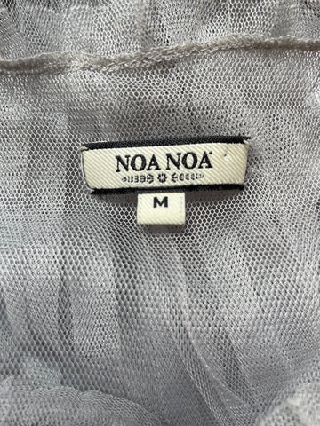 NOA NOA GREY MESH SHORT SLEEVED PLEATED BLOUSE /TOP SIZE M