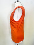 LK BENNETT ORANGE V NECK TWIST FRONT SLEEVELESS TOP SIZE L