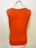 LK BENNETT ORANGE V NECK TWIST FRONT SLEEVELESS TOP SIZE L