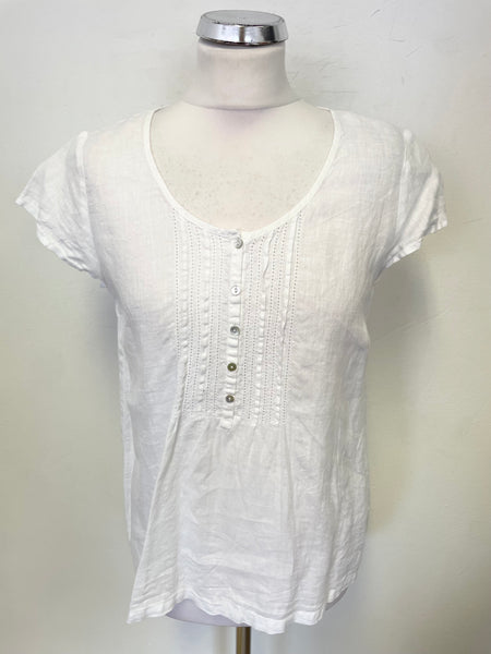 THE WHITE COMPANY 100% LINEN WHITE CAP SLEEVED TOP SIZE 10