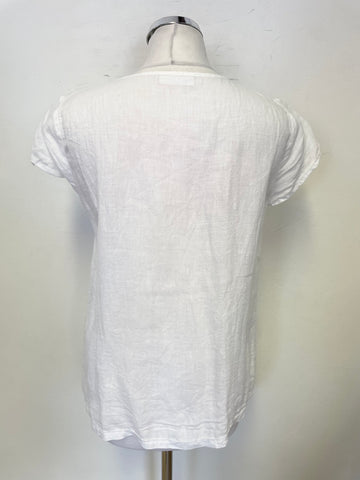 THE WHITE COMPANY 100% LINEN WHITE CAP SLEEVED TOP SIZE 10