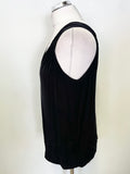 WHISTLES BLACK V NECK SLEEVELESS GATHERED SHOULDER TOP SIZE 12