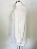 WHITE COMPANY WHITE CHEESECLOTH EMBROIDERED TIE NECK LONG SLEEVE TOP SIZE 12