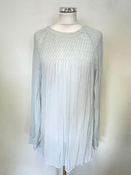 GHOST PALE BLUE SMOCKED UPPER LONG SLEEVED TUNIC TOP SIZE XL