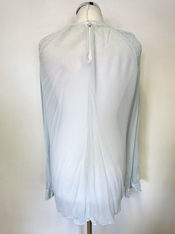 GHOST PALE BLUE SMOCKED UPPER LONG SLEEVED TUNIC TOP SIZE XL