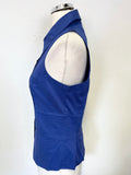 KAREN MILLEN ROYAL BLUE COLLARED SLEEVELESS FITTED TOP SIZE 10