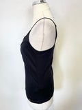 TED BAKER BLACK SEQUIN TRIMMED SILK CAMISOLE TOP SIZE 2 UK 10