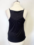 TED BAKER BLACK SEQUIN TRIMMED SILK CAMISOLE TOP SIZE 2 UK 10