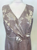 ROMAN ORIGINALS MAUVE & SILVER TRIM SLEEVELESS DRESS & MATCHING JACKET OUTFIT SIZE 14